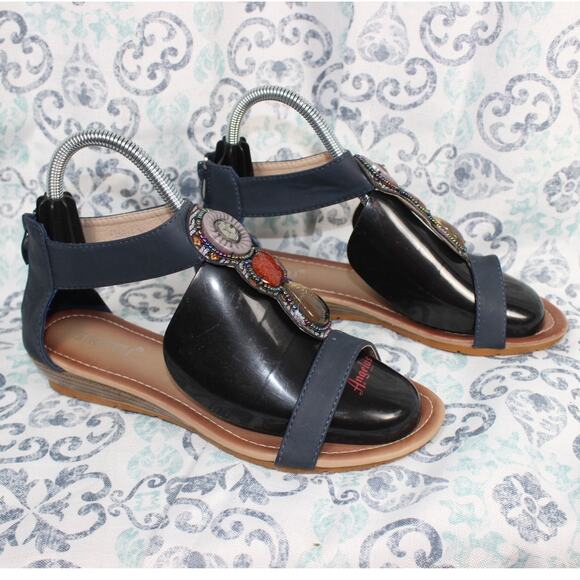 Siketu Bohemian Sandals Blue Strap with Stones Size‎ 39 Womens 8.5 - Picture 3 of 8